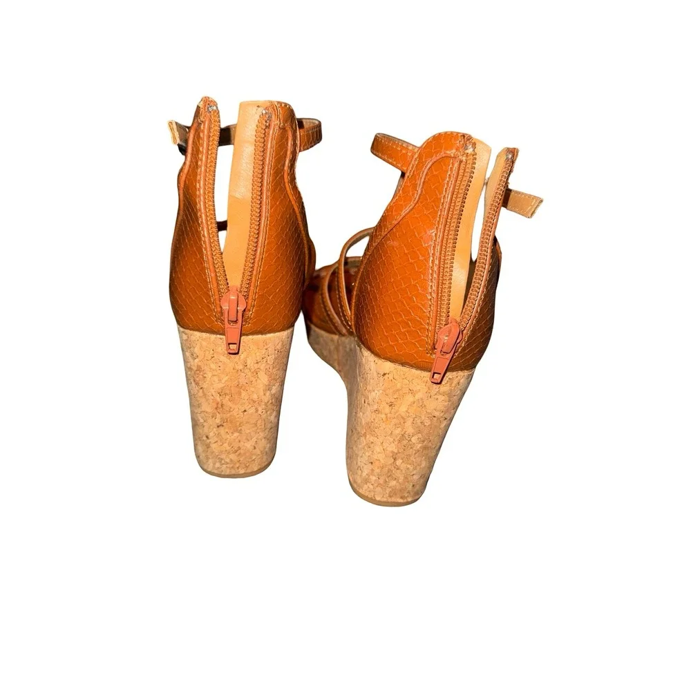 Like new SuperCush Ava Python Cork‎ Wedge in brown sz 6